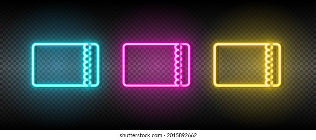 ticket neon vector icon. Illustration neon blue, yellow, red icon set.