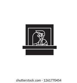 Ticket office black vector concept icon. Ticket office flat illustration, sign