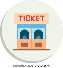 Ícone de estilo de círculo plano de bilheteria