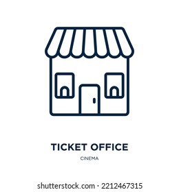 ticket office icon from cinema collection. Thin linear ticket office, internet, office outline icon isolated on white background. Line vector ticket office sign, symbol for web and mobile