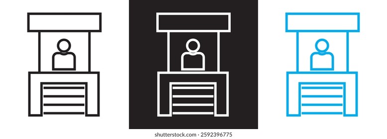 Ticket office icon. . Isolated on white and black background. Vector illustration. EPS 10