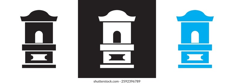 Ticket office icon. . Isolated on white and black background. Vector illustration. EPS 10