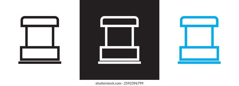 Ticket office icon. . Isolated on white and black background. Vector illustration. EPS 10