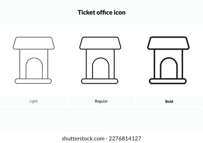Ticket office icon. Light, Regular And Bold style design isolated on white background