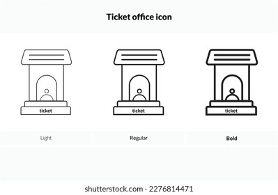 Ticket office icon. Light, Regular And Bold style design isolated on white background