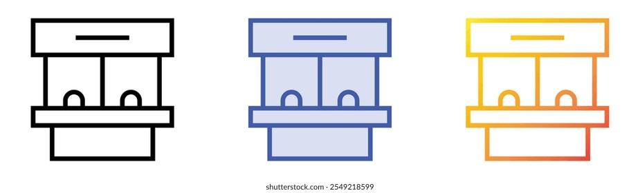 ticket office icon. Linear, Blue Fill and Gradient Style Design Isolated On White Background