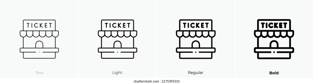 ticket office icon. Thin, Light Regular And Bold style design isolated on white background