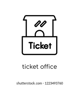 Ticket office icon. Trendy modern flat linear vector Ticket office icon on white background from thin line Cinema collection, editable outline stroke vector illustration