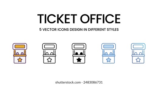 Ticket Office icons vector set stock illustration.