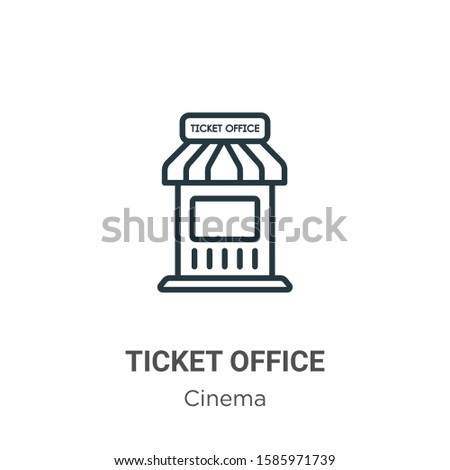 Ticket office outline vector icon. Thin line black ticket office icon, flat vector simple element illustration from editable cinema concept isolated on white background