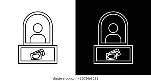 Ticket office thin line vector icon set.