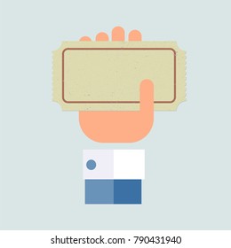 Ticket, old paper, template. Flat design, vector.