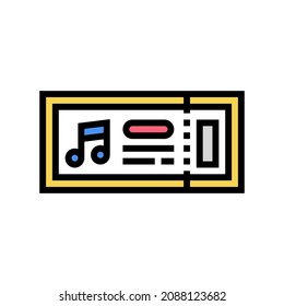 ticket on music festival color icon vector. ticket on music festival sign. isolated symbol illustration