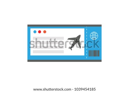 Ticket on plane, travelling document, airport and check-in, icon of plane and globe, data and information on paper, isolated on vector illustration