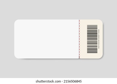 Ticket with one break line and shadow.Template design for entertainment show, event, boarding pass.