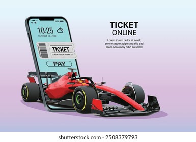 ticket online sport racing icon logo sign 1 design red car fast speed famous concept app web