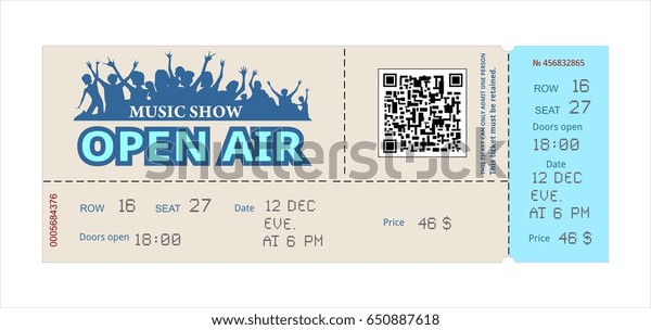 Ticket Open Air Concert Invitation Show Stock Vector (Royalty Free ...