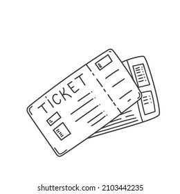 Ticket Outline Icon. Linear Sketch Vector Illustration Of Raffle Ticket.