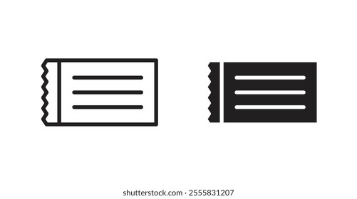 Ticket outlined and solid icon vector collection.