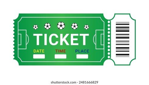 Ticket or pass to a football game with barcode on white background

