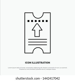 Ticket, Pass, Hotel, Arrow Vector Line Icon