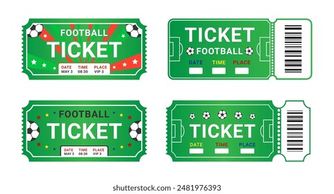 Ticket pass for a sports game and football championship tournament. Vector illustration isolated on white background