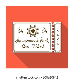 Ticket for passage to the territory of the amusement park.Amusement park single icon in flat style vector symbol stock illustration.