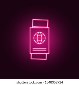 ticket and passport icon. Elements of Airport in neon style icons. Simple icon for websites, web design, mobile app, info graphics