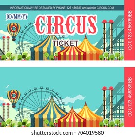 Ticket for the performance and event for the magical show carnival circus amusement park two sides second confusing without information