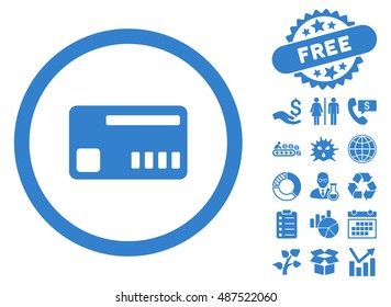 Ticket pictograph with free bonus pictures. Vector illustration style is flat iconic symbols, cobalt color, white background.