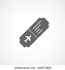 Ticket Plane Flat Icon On White Background