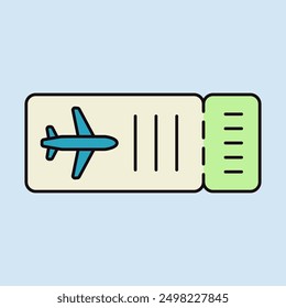 Ticket plane flat vector isolated icon. Summer sign. Graph symbol for travel and tourism web site and apps design, logo, app, UI