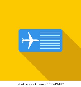 Ticket plane icon, flat style