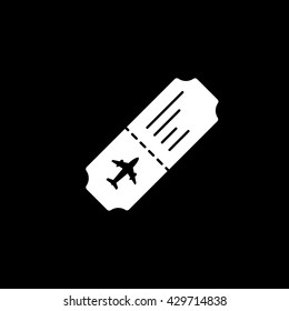 Ticket Plane Icon On Black Background