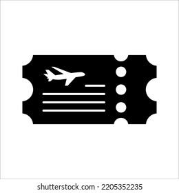 ticket plane icon. Travel symbol. Simple flat line art style. vector illustration on white background.
