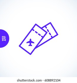 Ticket plane line vector icon