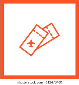 Ticket plane line vector icon