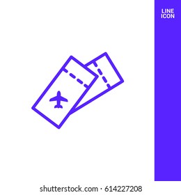 Ticket plane line vector icon