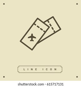 Ticket plane line vector icon