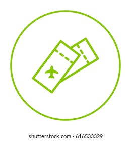 Ticket plane line vector icon