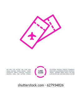 Ticket plane line vector icon