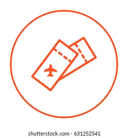 Ticket plane line vector icon