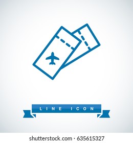 Ticket plane line vector icon