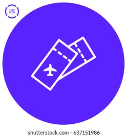 Ticket plane line vector icon