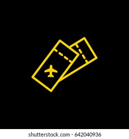 Ticket plane line vector icon