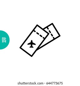 Ticket plane line vector icon