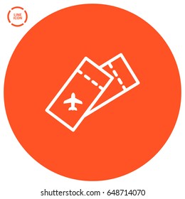 Ticket plane line vector icon