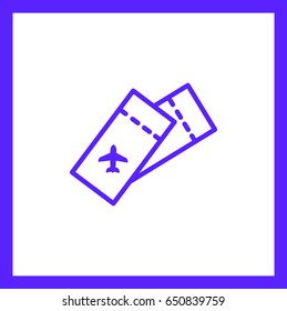 Ticket plane line vector icon
