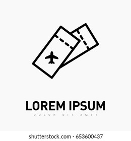Ticket plane line vector icon