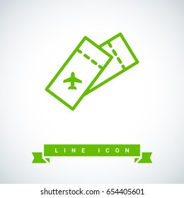 Ticket plane line vector icon